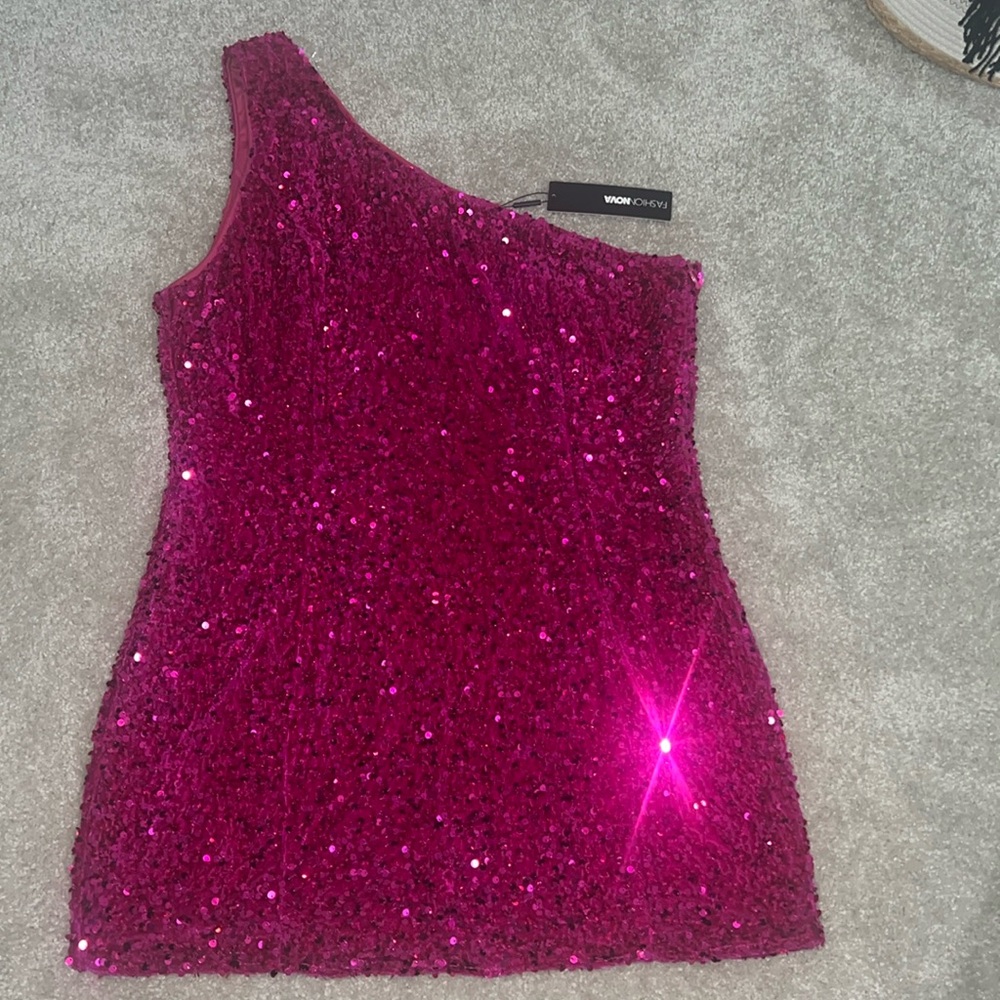 Fashion Nova Pink Sequin Dress